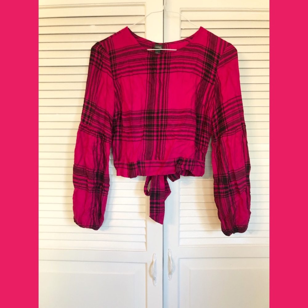 Long Sleeve Magenta Plaid Top